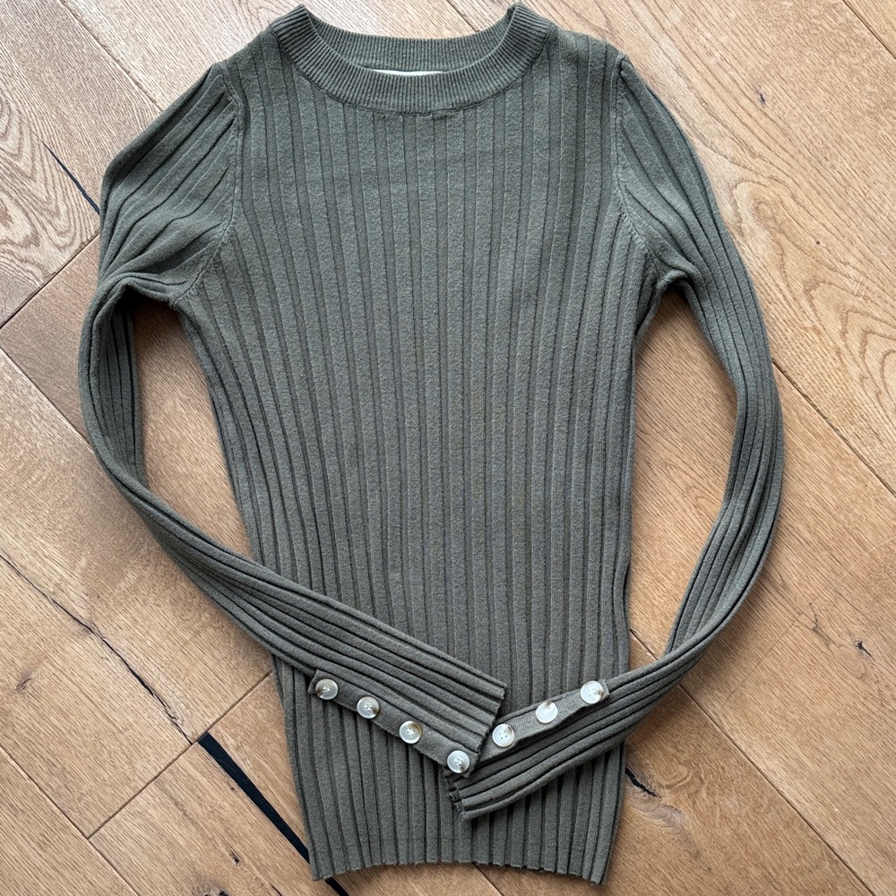 Bohme Olive Ribbed Tunic Top